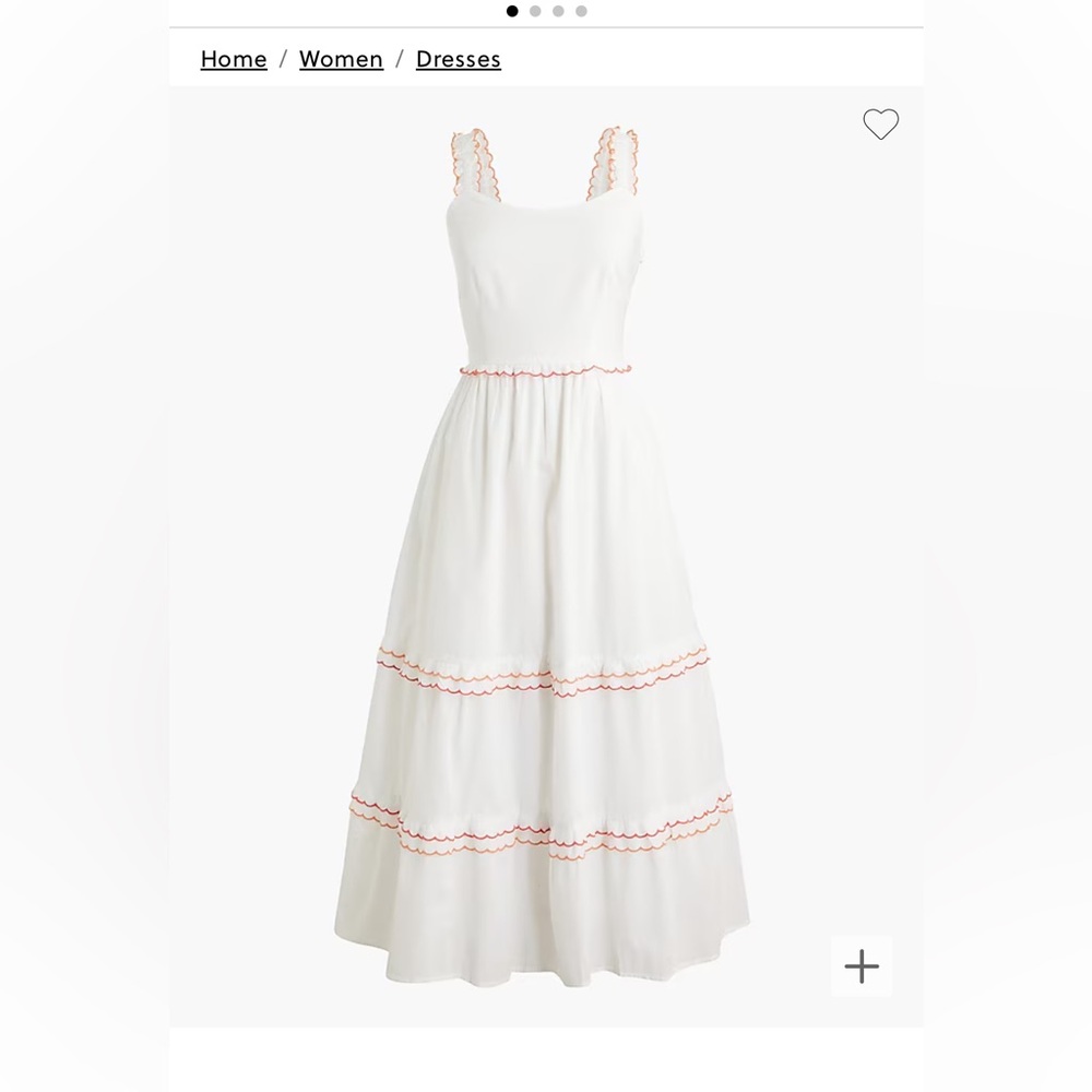 J.Crew Factory Scalloped-trim Tiered Midi Dress in White - 12